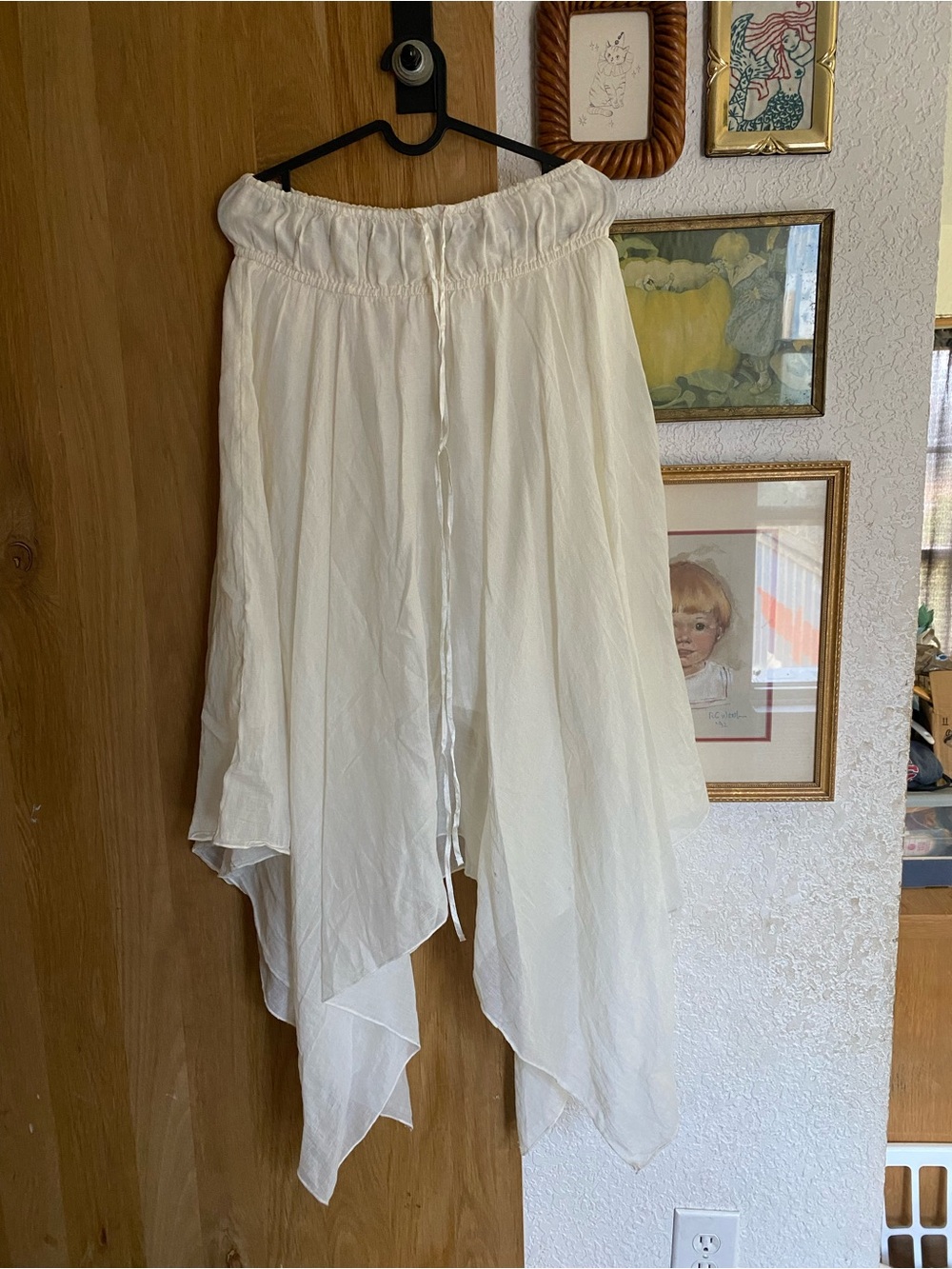 Free People White Asymmetric Handkerchief Hem Skirt